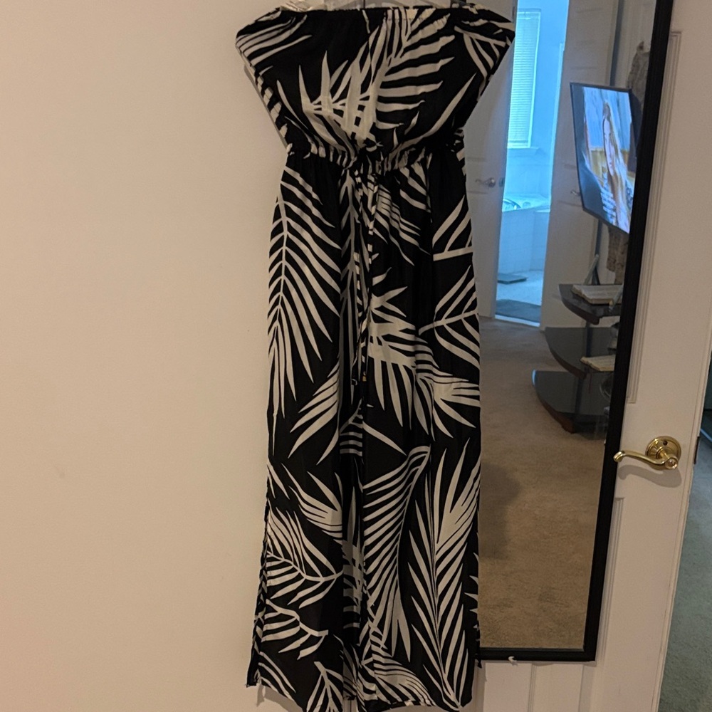 Black and White Leaf Print jumpsuit